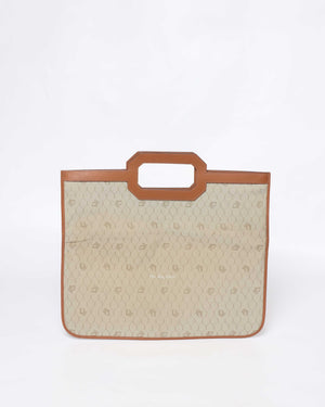 Christian Dior Beige/Brown Honeycomb Vintage Foldover Clutch-4