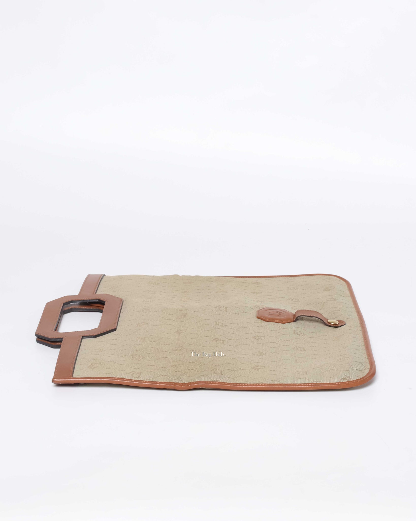 Christian Dior Beige/Brown Honeycomb Vintage Foldover Clutch-5