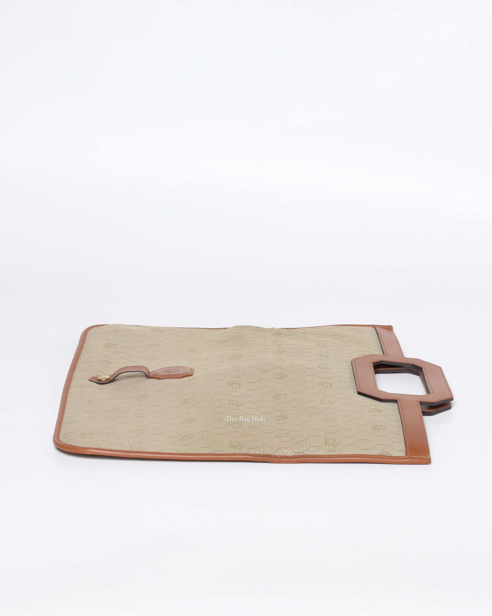 Christian Dior Beige/Brown Honeycomb Vintage Foldover Clutch-6