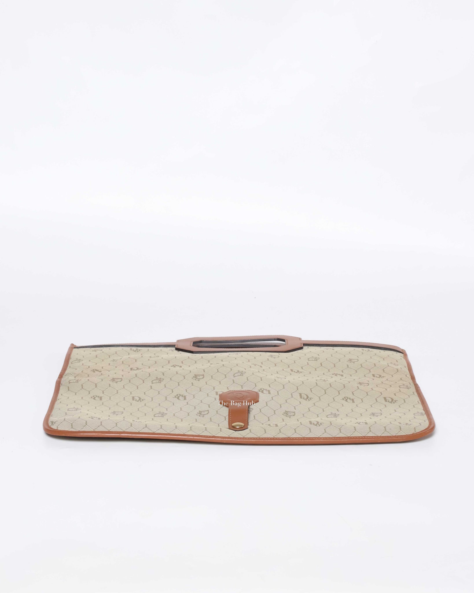 Christian Dior Beige/Brown Honeycomb Vintage Foldover Clutch-7