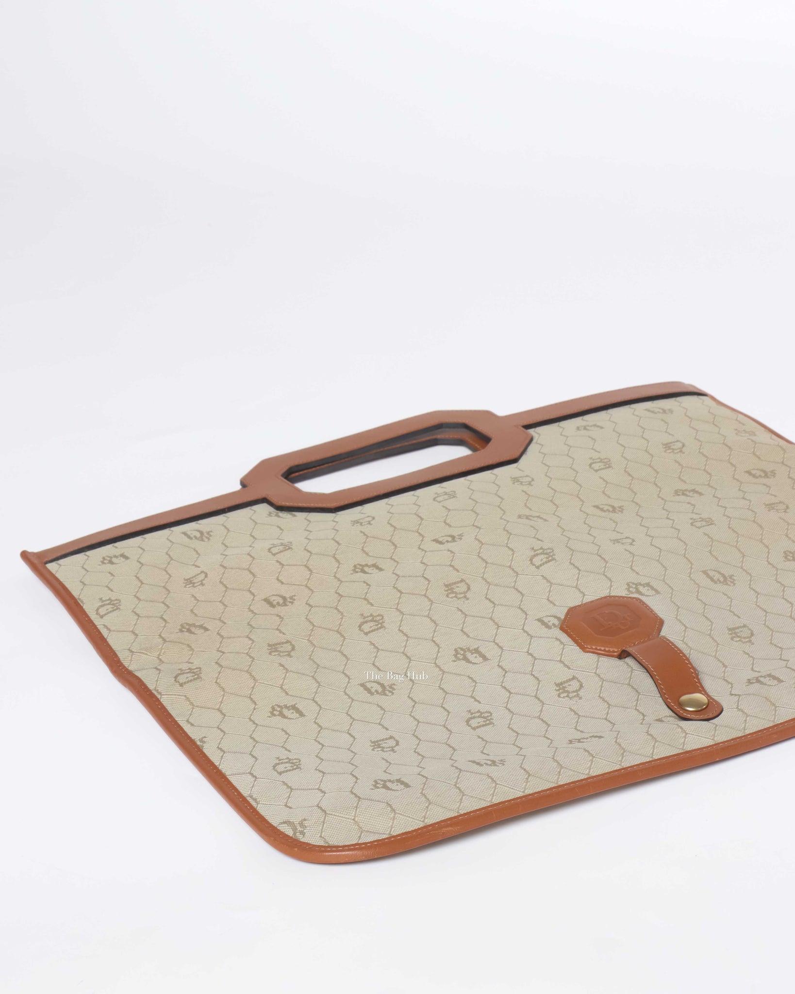Christian Dior Beige/Brown Honeycomb Vintage Foldover Clutch-8
