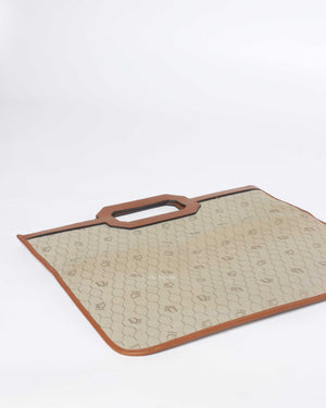 Christian Dior Beige/Brown Honeycomb Vintage Foldover Clutch-10