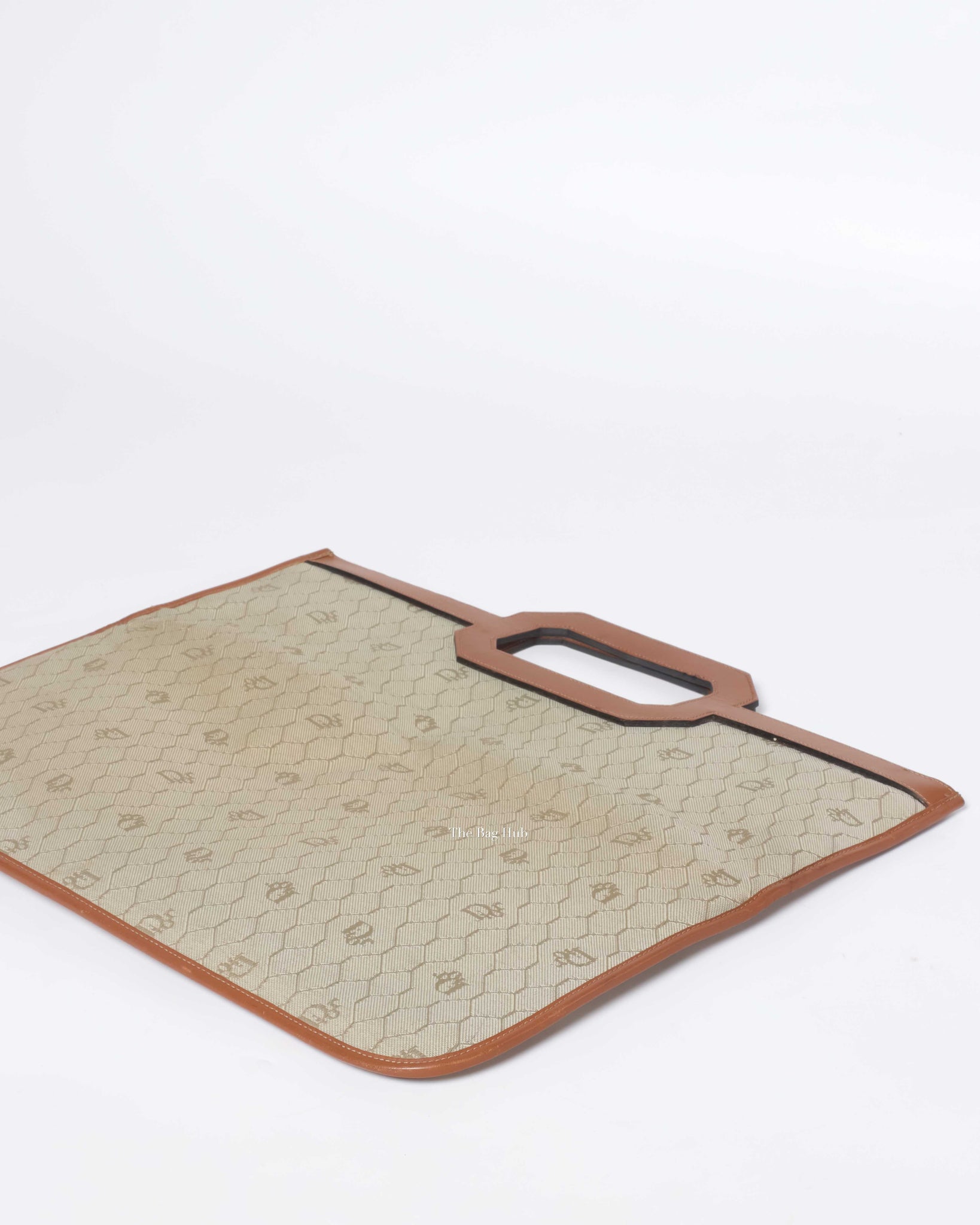 Christian Dior Beige/Brown Honeycomb Vintage Foldover Clutch-11