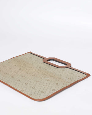 Christian Dior Beige/Brown Honeycomb Vintage Foldover Clutch-11