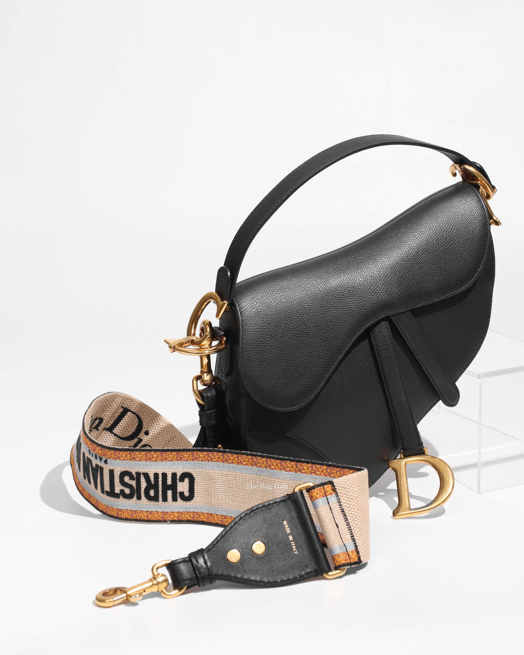 Dior Black Grained Calfskin Saddle Bag-1