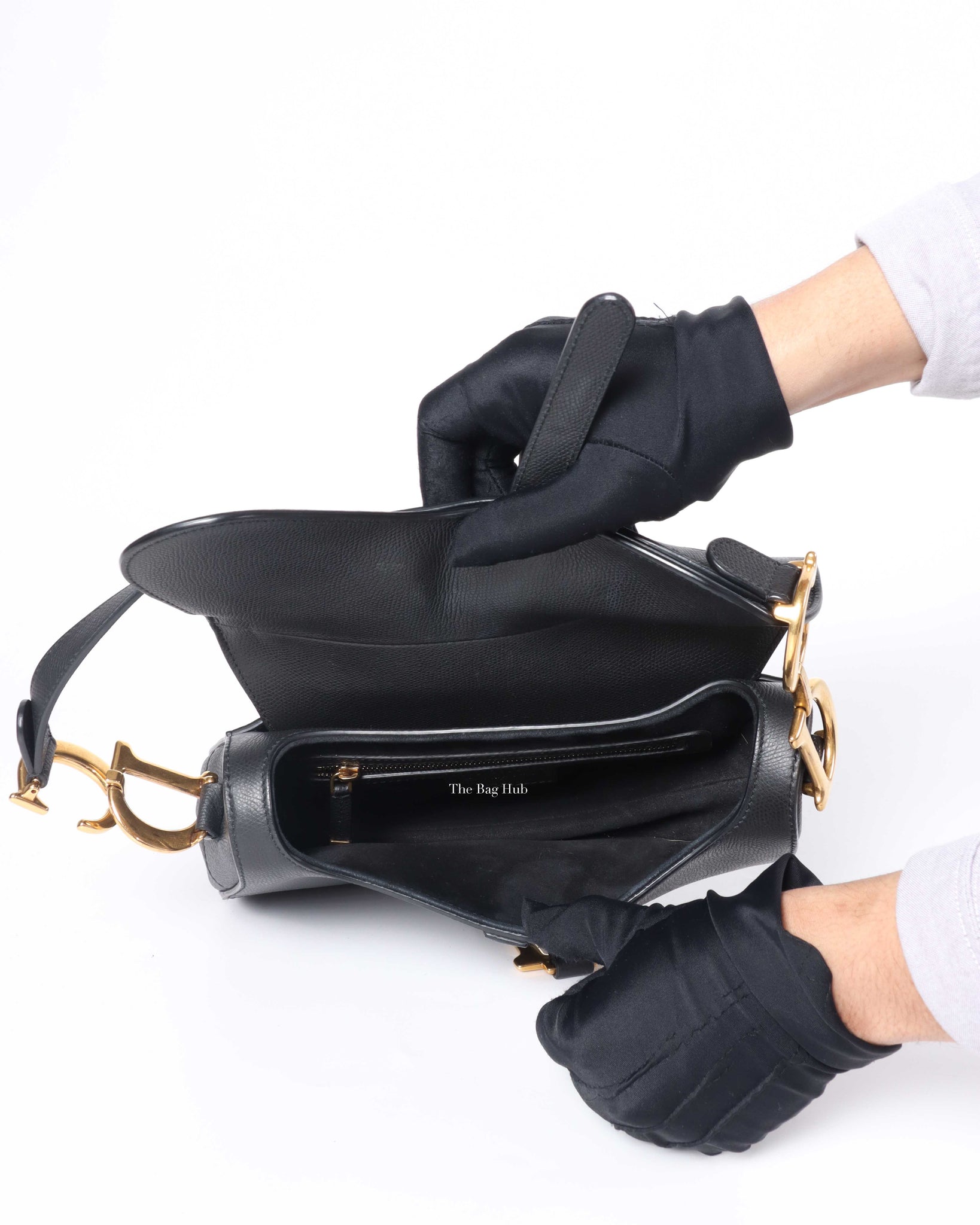 Dior Black Grained Calfskin Saddle Bag-11