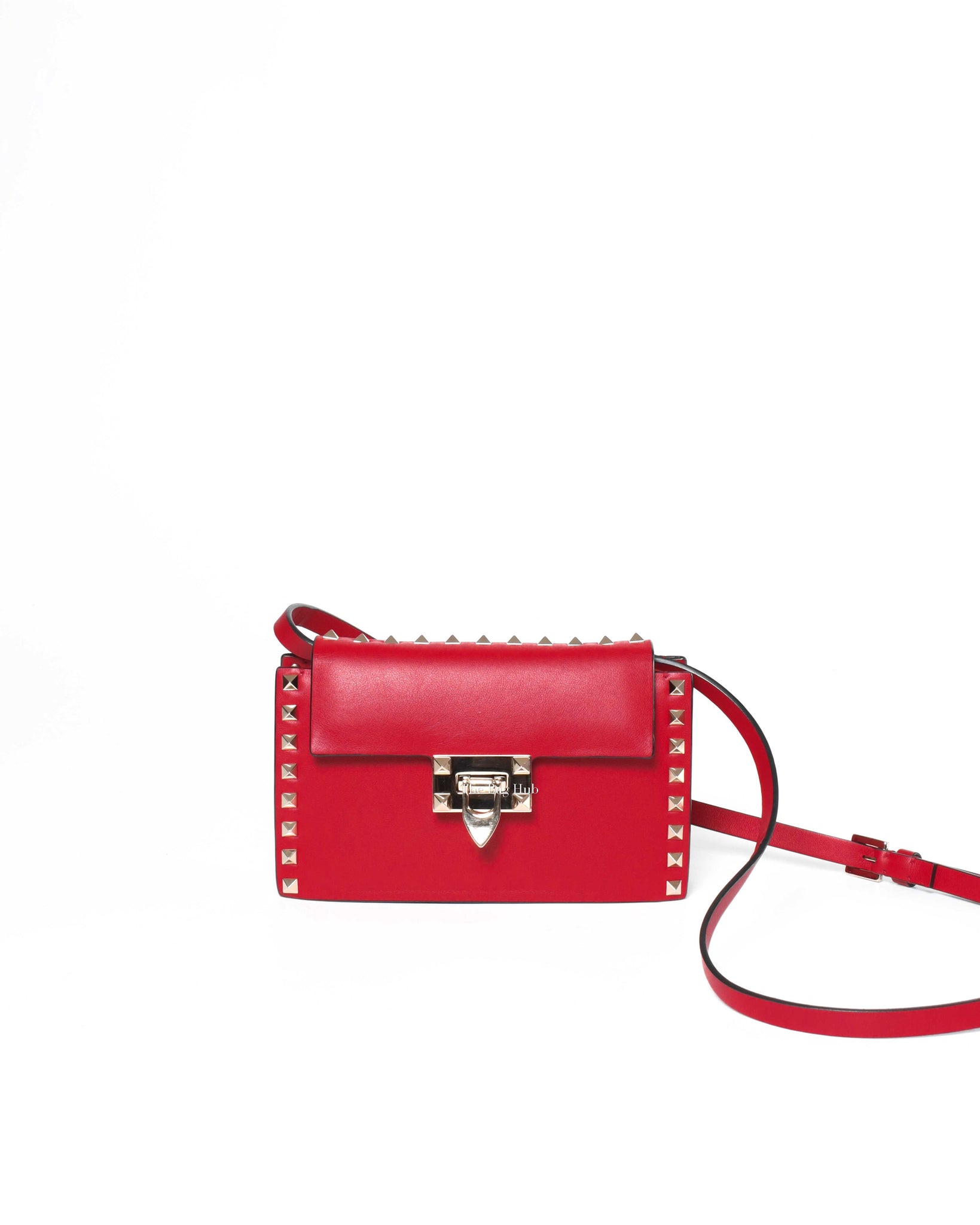 Valentino Garavani Red Leather Rockstud Sling Bag-2