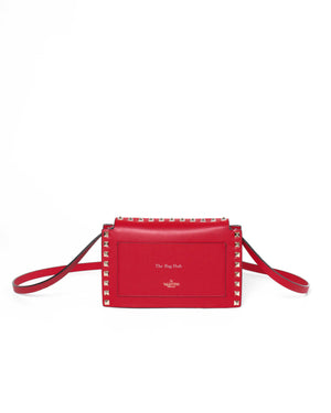 Valentino Garavani Red Leather Rockstud Sling Bag-3