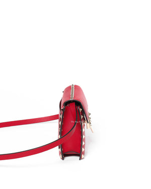 Valentino Garavani Red Leather Rockstud Sling Bag-4