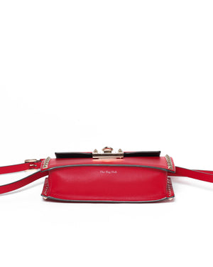 Valentino Garavani Red Leather Rockstud Sling Bag-6