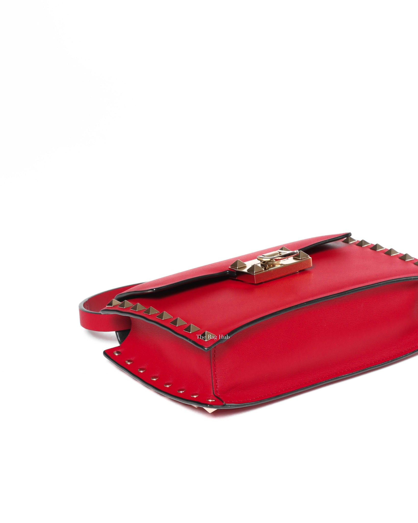 Valentino Garavani Red Leather Rockstud Sling Bag-7