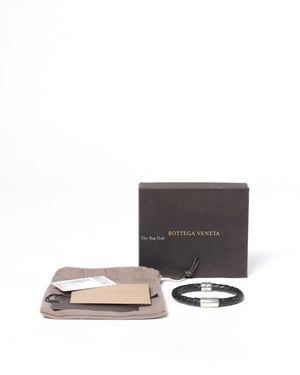 Bottega Veneta Black Leather Intrecciato Bracelet-8