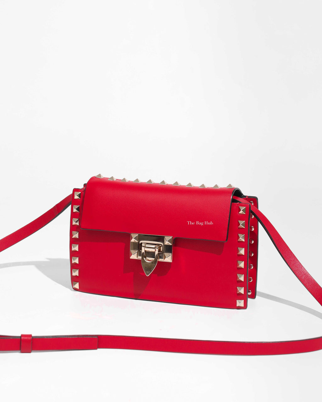 Valentino Garavani Red Leather Rockstud Sling Bag-1