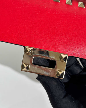 Valentino Garavani Red Leather Rockstud Sling Bag-14
