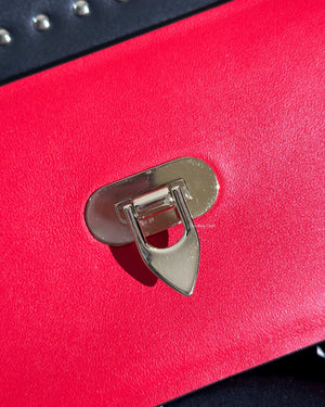 Valentino Garavani Red Leather Rockstud Sling Bag-15