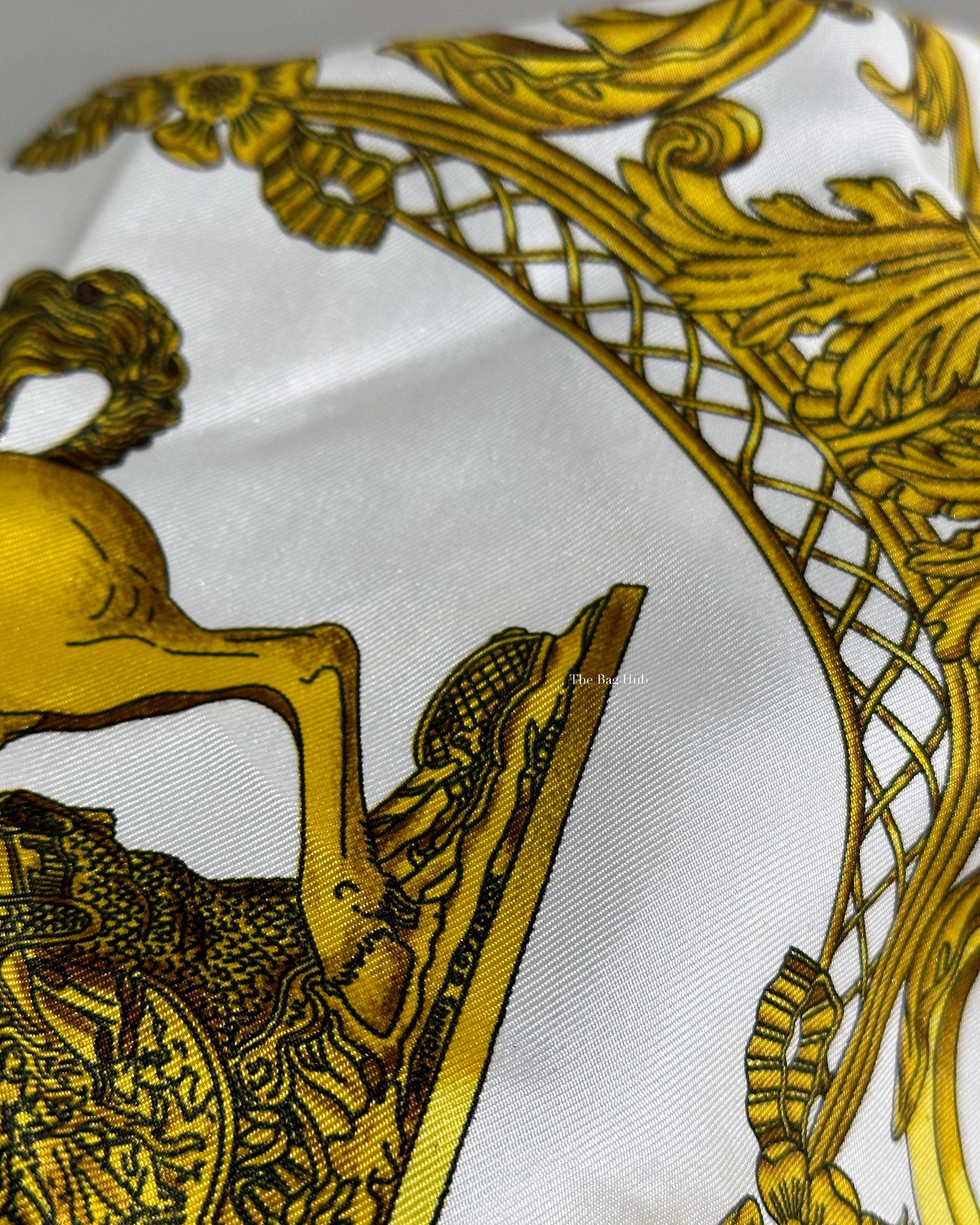Hermes White/Gold Silk Scarf-6
