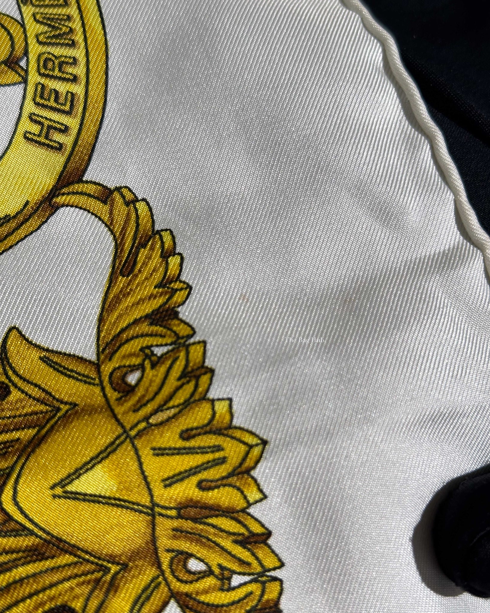 Hermes White/Gold Silk Scarf-7