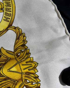 Hermes White/Gold Silk Scarf-7