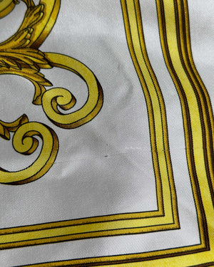 Hermes White/Gold Silk Scarf-9