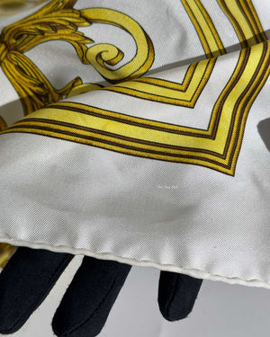 Hermes White/Gold Silk Scarf-10