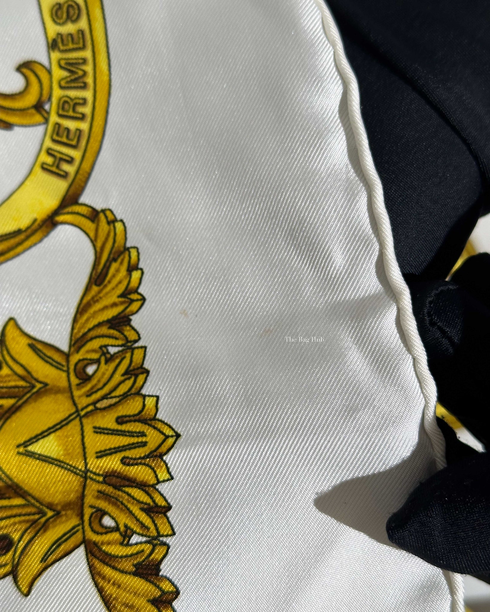 Hermes White/Gold Silk Scarf-11