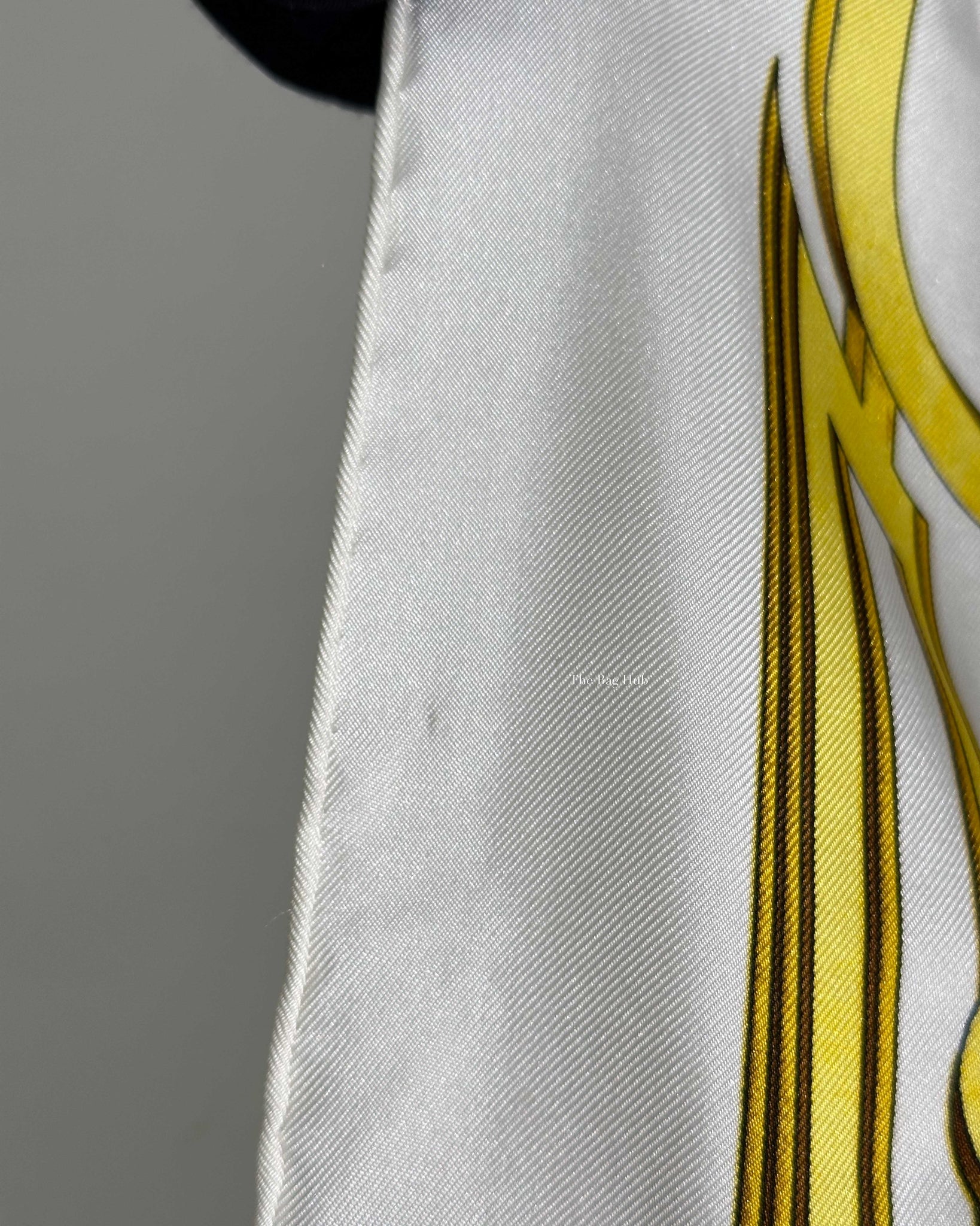 Hermes White/Gold Silk Scarf-12