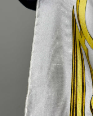 Hermes White/Gold Silk Scarf-12