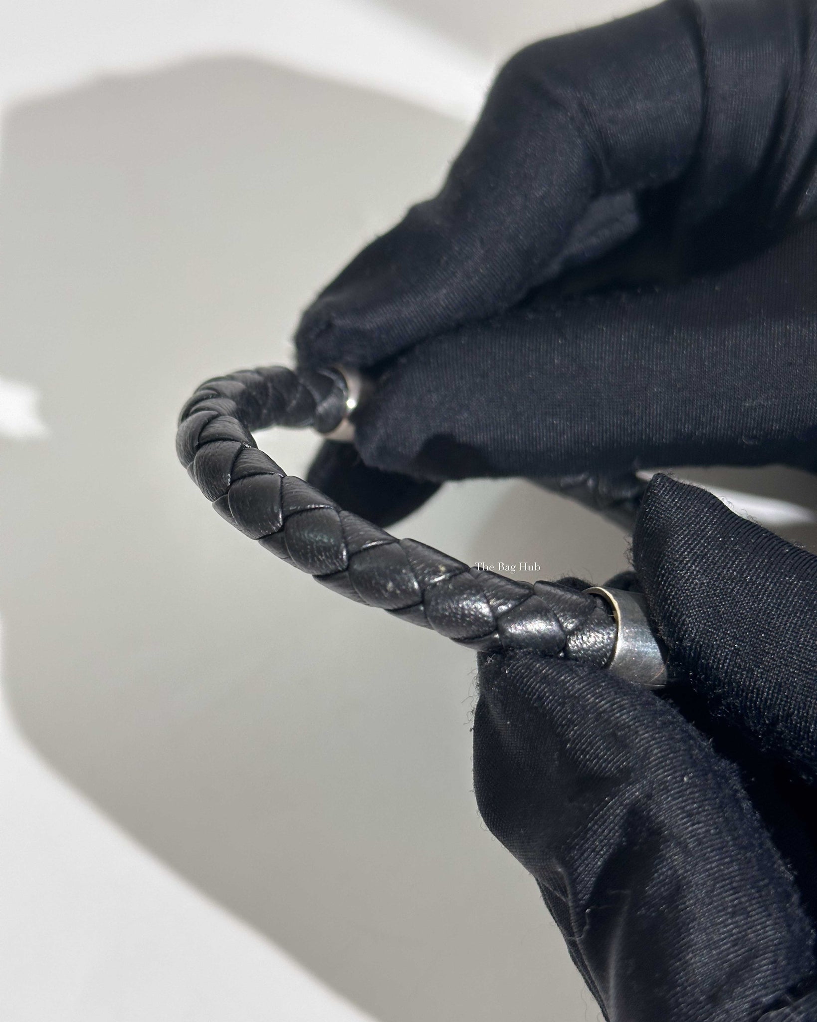 Bottega Veneta Black Leather Intrecciato Bracelet-9