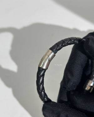 Bottega Veneta Black Leather Intrecciato Bracelet-10