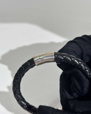 Bottega Veneta Black Leather Intrecciato Bracelet-11