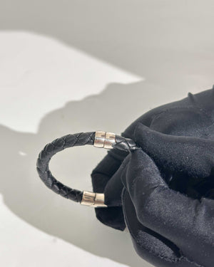 Bottega Veneta Black Leather Intrecciato Bracelet-12
