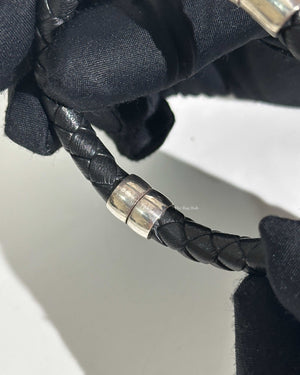 Bottega Veneta Black Leather Intrecciato Bracelet-13