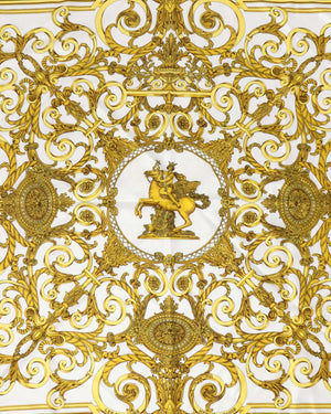 Hermes White/Gold Silk Scarf-3