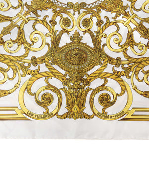 Hermes White/Gold Silk Scarf-4
