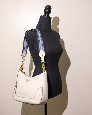 Prada Bianco Vitello Daino Bag 1BC052-12