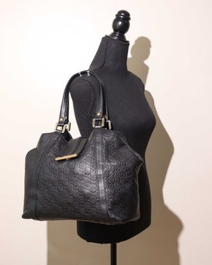 Gucci Black Guccissima Tote Leather Bag-12