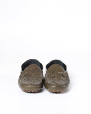 Bottega Veneta Olive Leather Men's Driving Loafers Size 42.5-3
