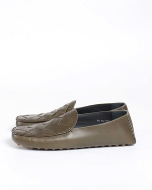 Bottega Veneta Olive Leather Men's Driving Loafers Size 42.5-5