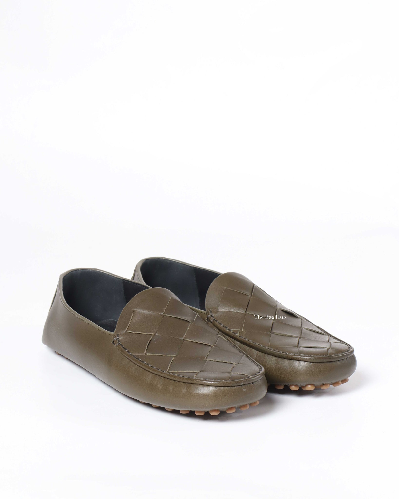 Bottega Veneta Olive Leather Men's Driving Loafers Size 42.5-2