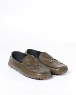Bottega Veneta Olive Leather Men's Driving Loafers Size 42.5-2
