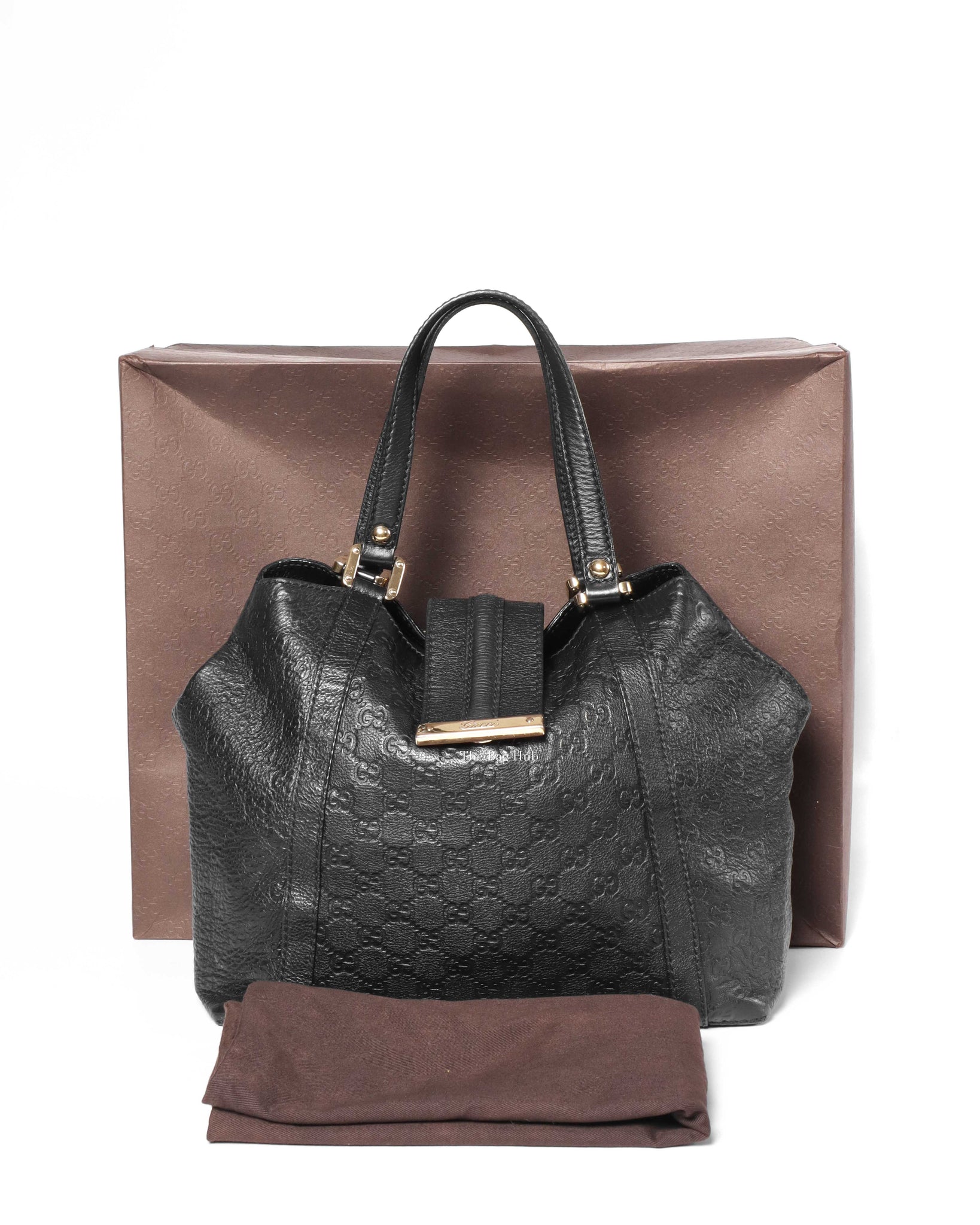 Gucci Black Guccissima Tote Leather Bag-13