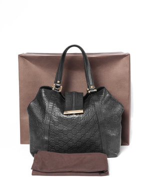Gucci Black Guccissima Tote Leather Bag-13