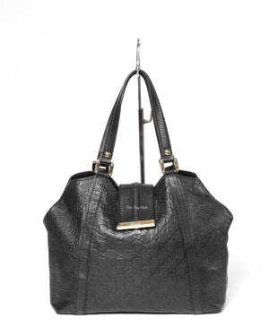 Gucci Black Guccissima Tote Leather Bag-2