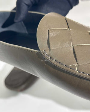 Bottega Veneta Olive Leather Men's Driving Loafers Size 42.5-14