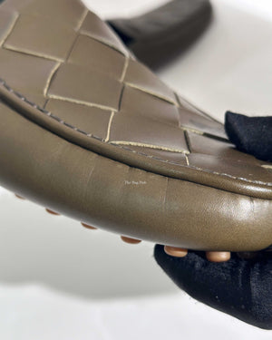 Bottega Veneta Olive Leather Men's Driving Loafers Size 42.5-22