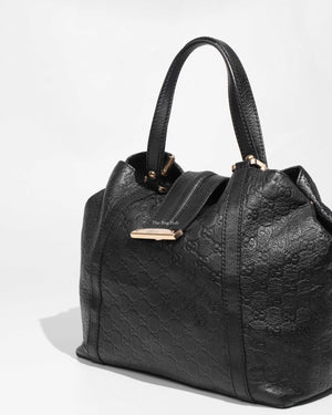 Gucci Black Guccissima Tote Leather Bag-1