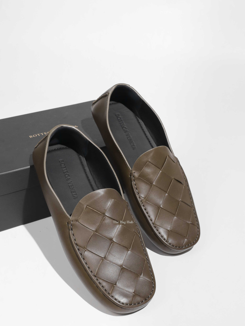 Bottega Veneta Olive Leather Men's Driving Loafers Size 42.5-1