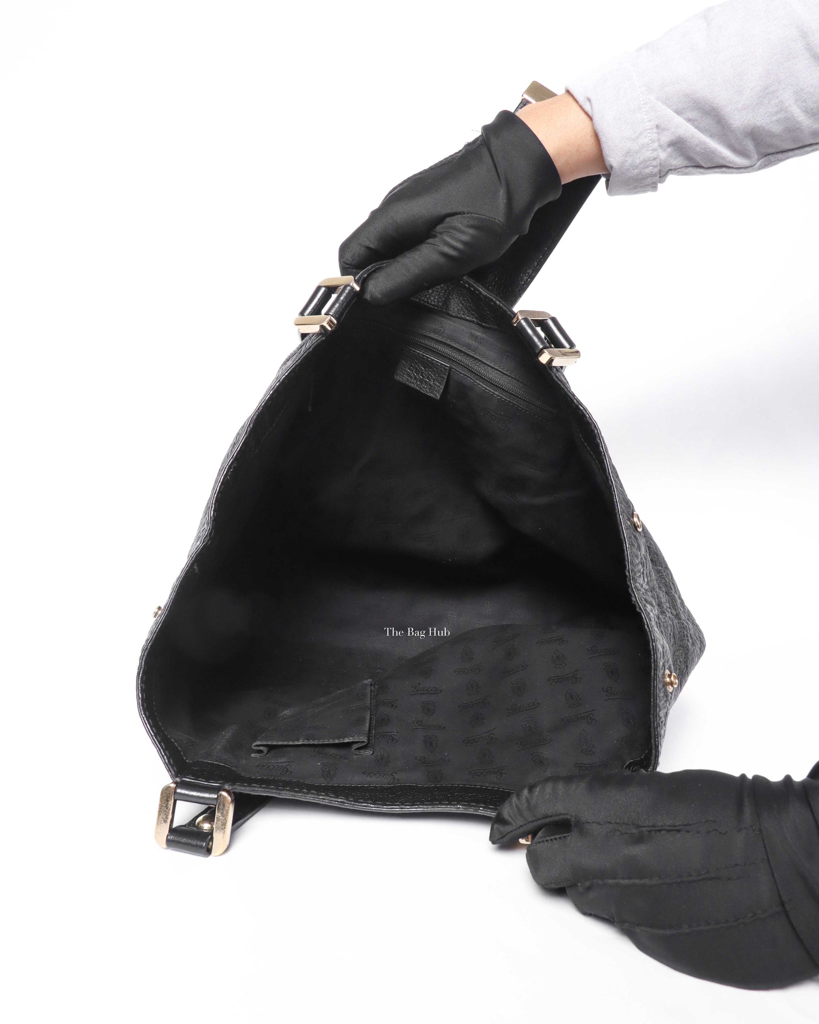 Gucci Black Guccissima Tote Leather Bag-11