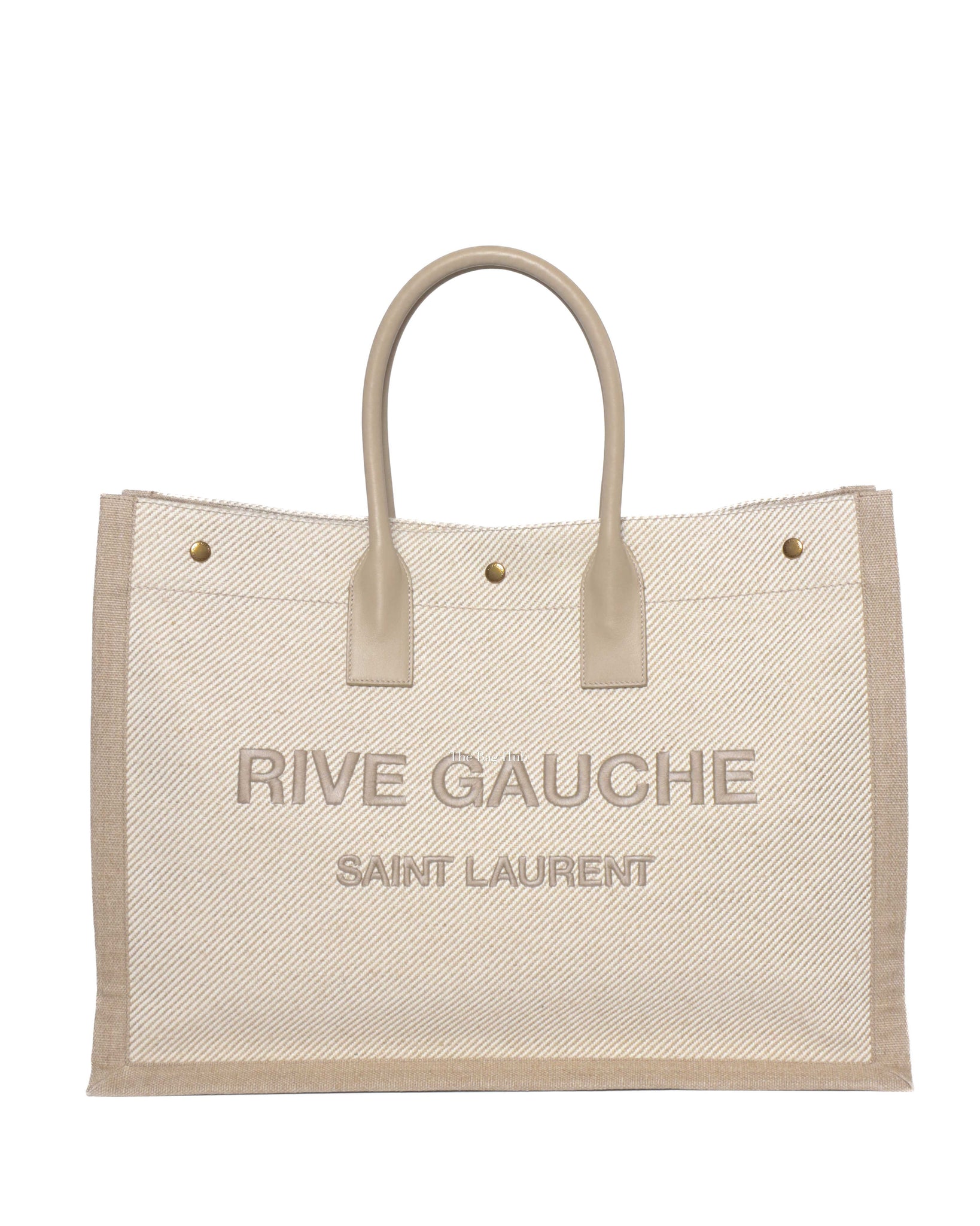 Saint Laurent Beige Canvas Rive Gauche Large Tote Bag-2