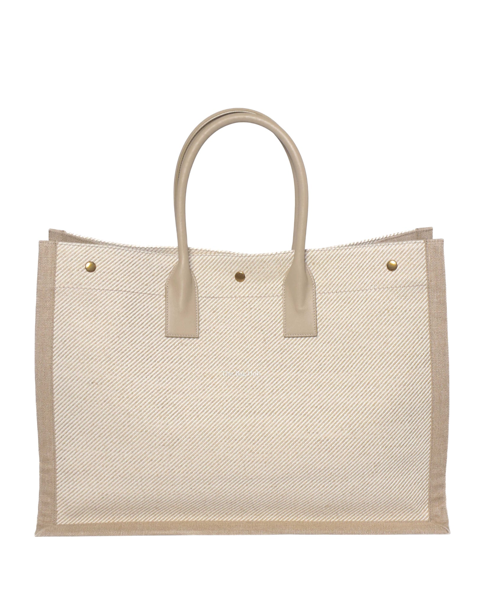 Saint Laurent Beige Canvas Rive Gauche Large Tote Bag-3
